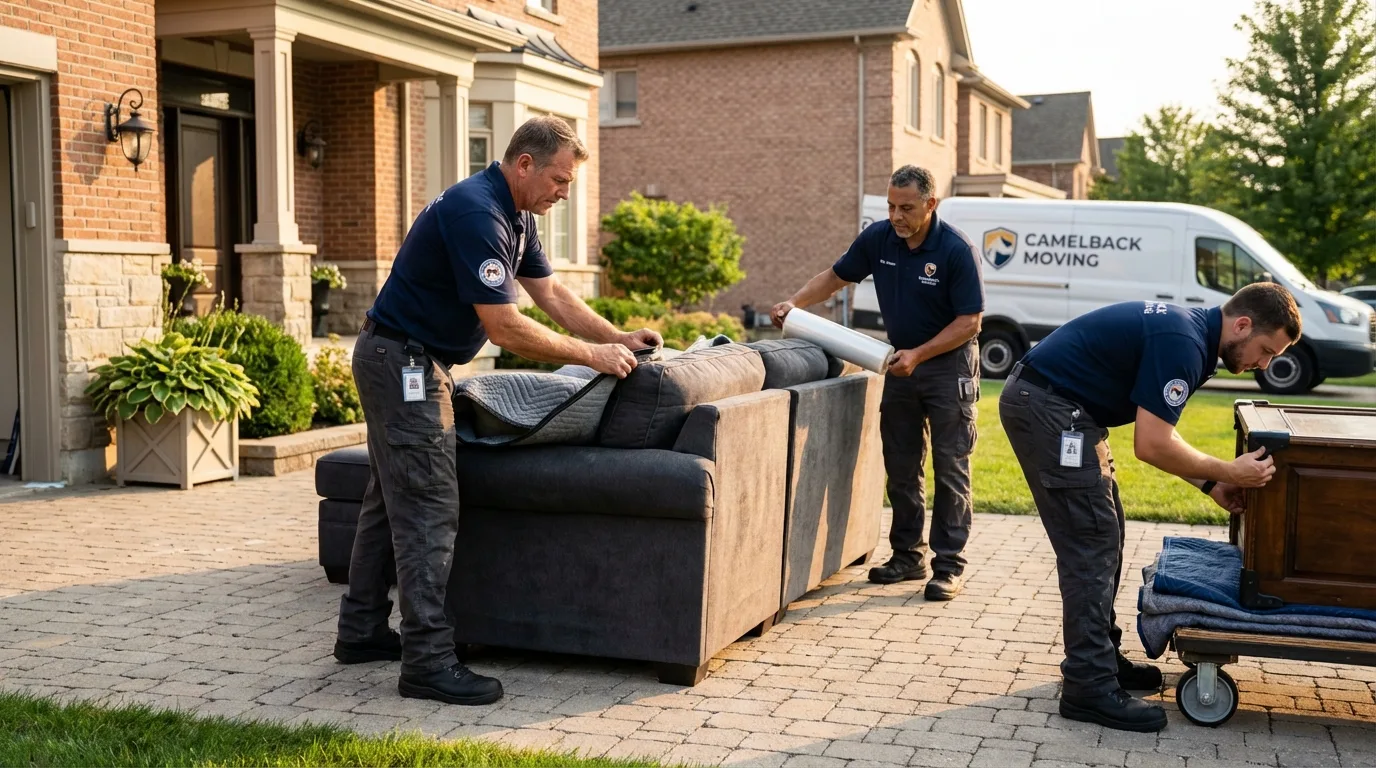 Large estate moving crew wrapping furniture in Ponte Vedra Beach, FL
