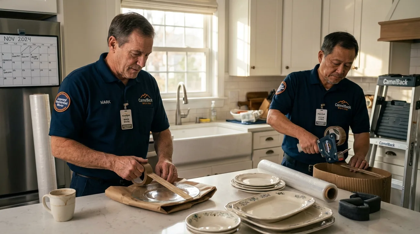 Professional crew packing kitchen dishware in Ponte Vedra Beach, FL